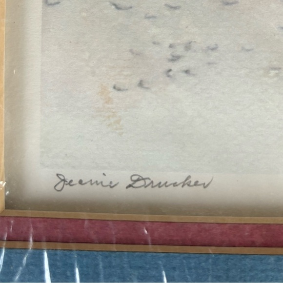 Jeanie Drucker Signed Double Matted Print Rainbow Row Charleston 22” x 14 5/8” - Picture 4 of 8